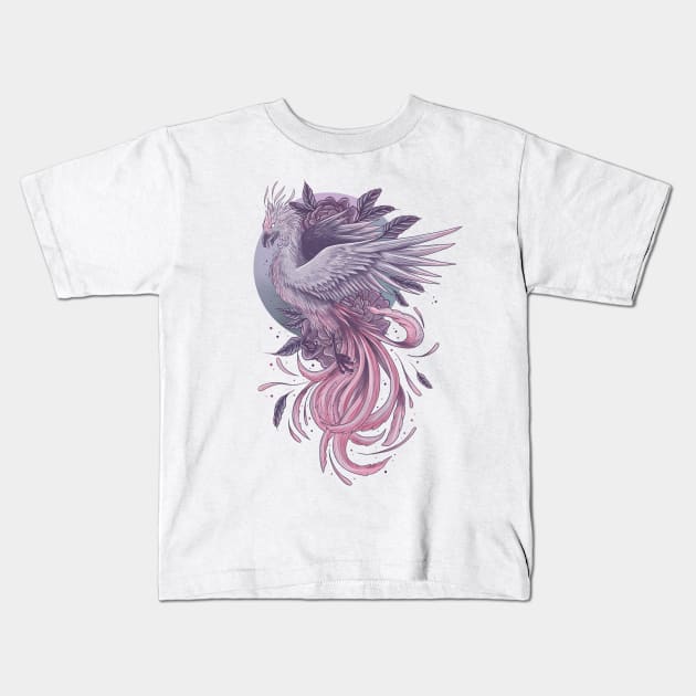 Purple phoenix Kids T-Shirt by Jess Adams